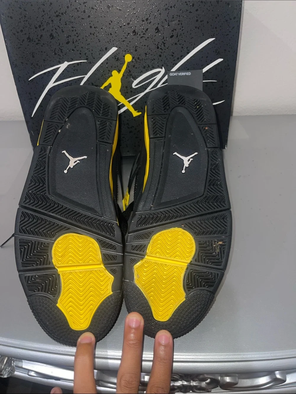 Jordan Black and Yellow Retro Basketball Sneakers